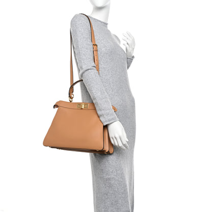 Fendi Vitello Seta Shiny Nappa Medium Peekaboo I SEE U Satchel Miele Scuro Light Rose 2 of 13