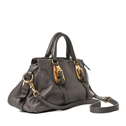 Prada Soft Calf Shopping Satchel Bag Bambu 6 of 27
