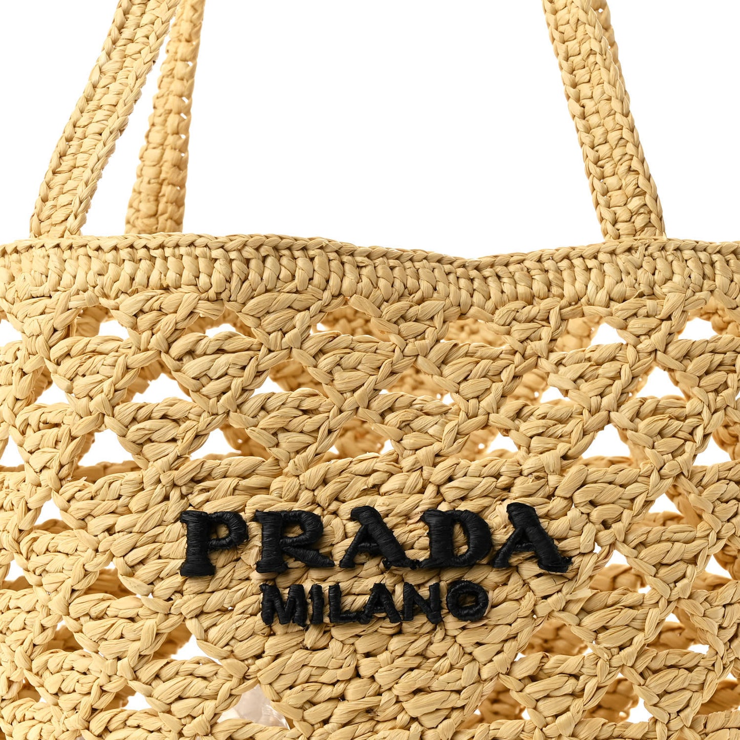 Yarn Raffia Effect Embroidered Logo Tote Naturale