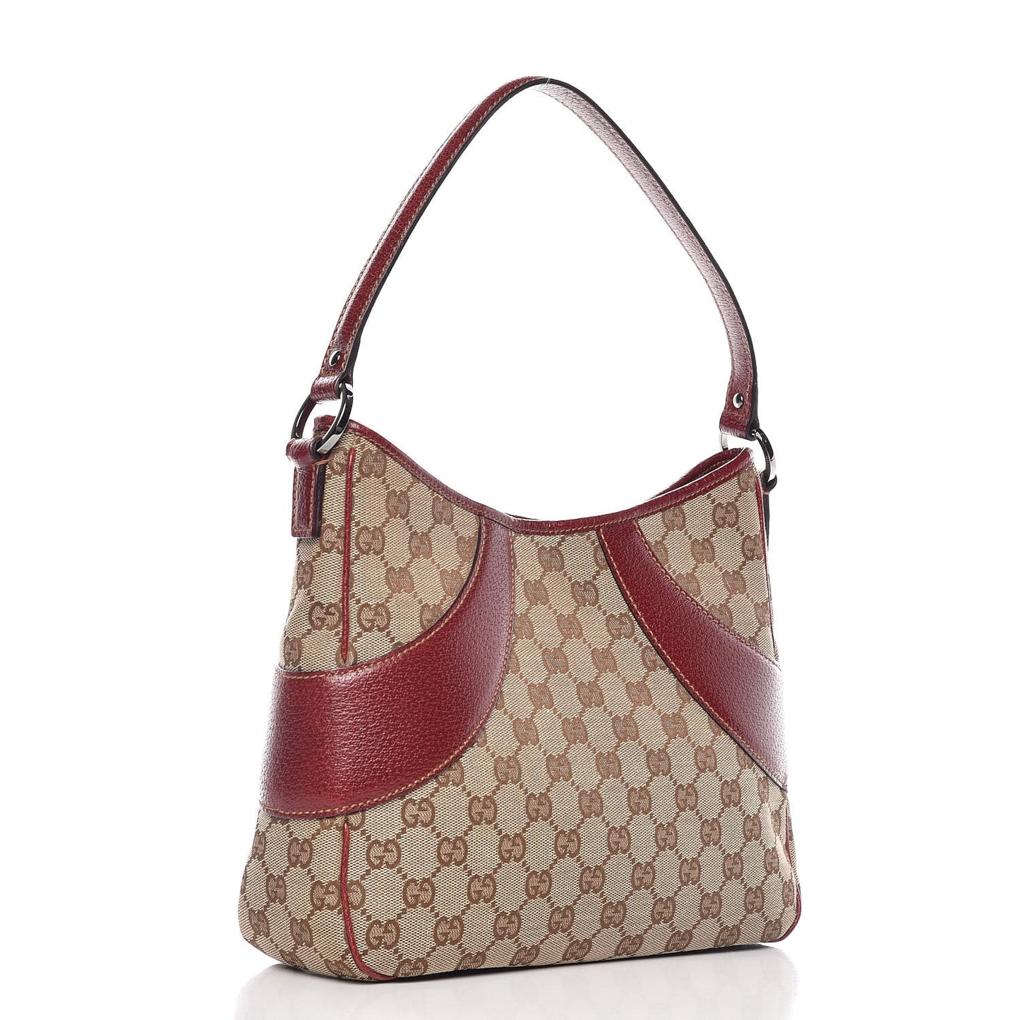 Monogram Calfskin Shoulder Bag Hobo Red