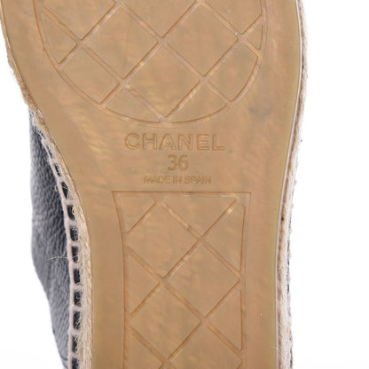 Chanel Grained Calfskin CC Espadrilles 36 Black Navy 6 of 10