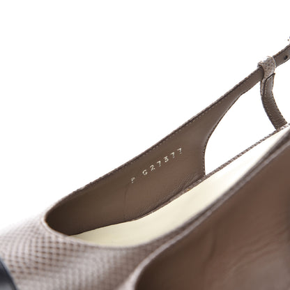 Chanel Lizard Grosgrain Cap Toe CC Slingback Sandals 40 Taupe 8 of 12