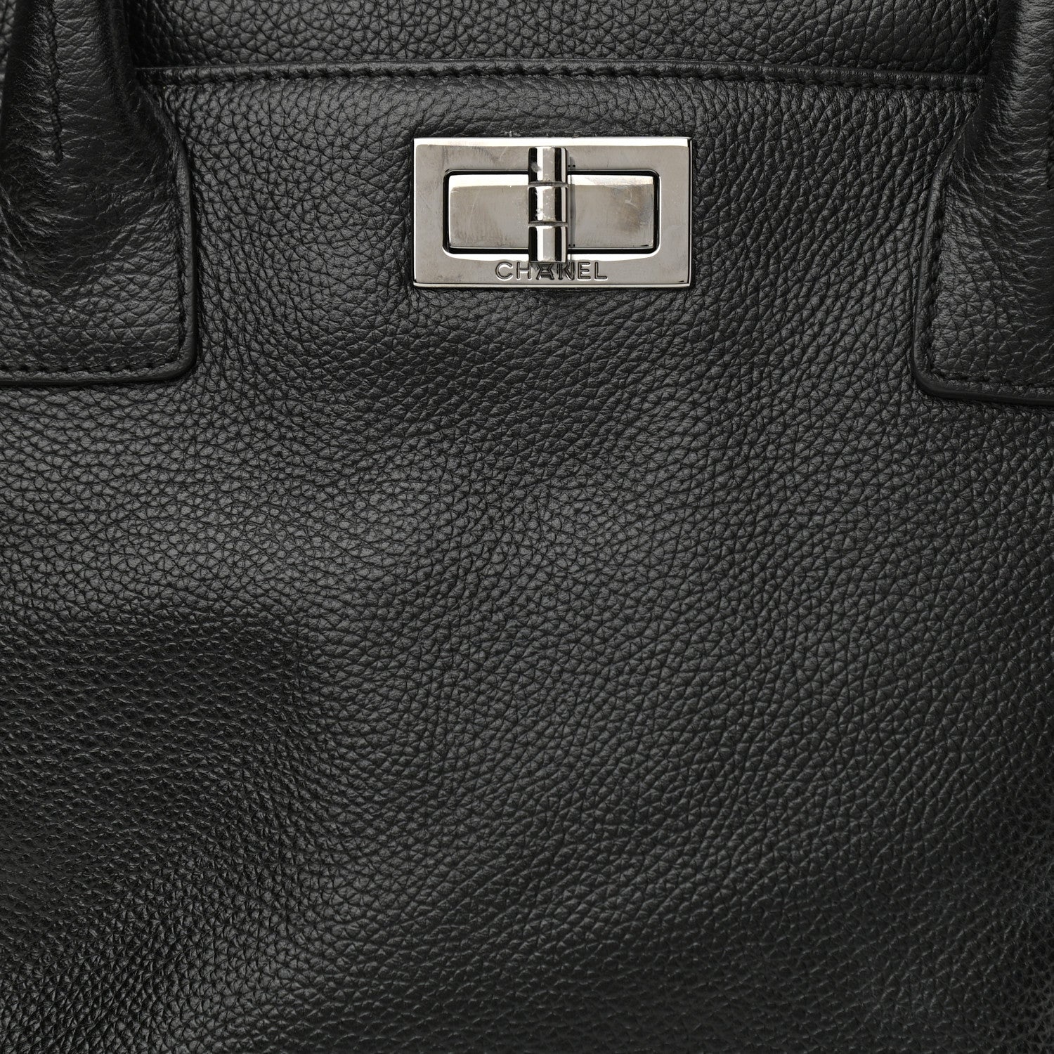 Chanel Calfskin Mademoiselle Lock Small Cerf Shopper Tote Black 7 of 9