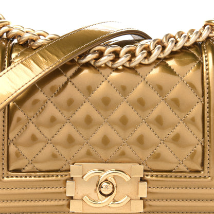 Chanel Metallic Patent Calfskin Quilted Small Boy Flap Gold 11 of 11