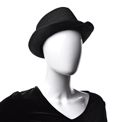 Chanel Straw CC Fedora Hat M Black 2 of 5