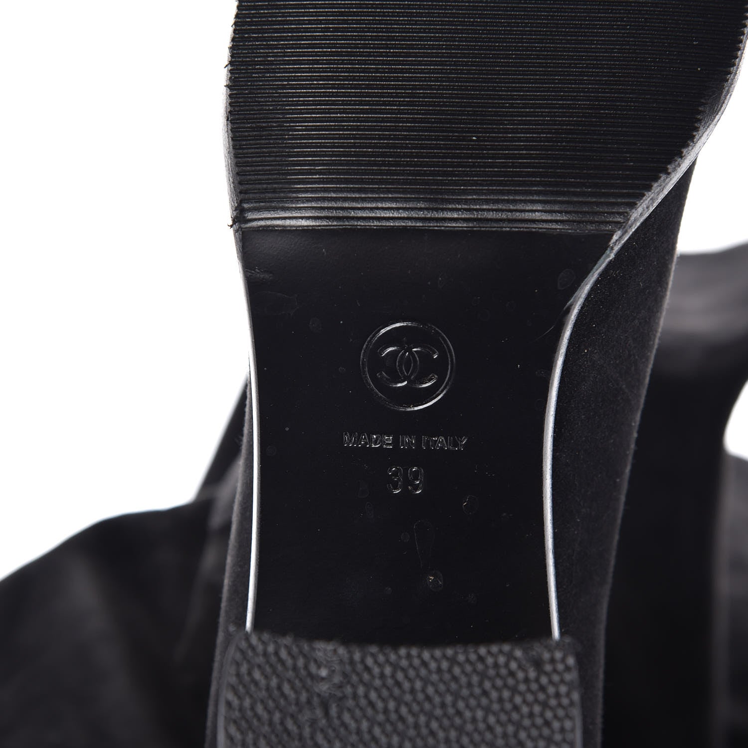 Chanel Suede Calfskin CC Over The Knee Boots 39 Black 6 of 10