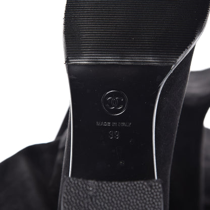 Chanel Suede Calfskin CC Over The Knee Boots 39 Black 6 of 10