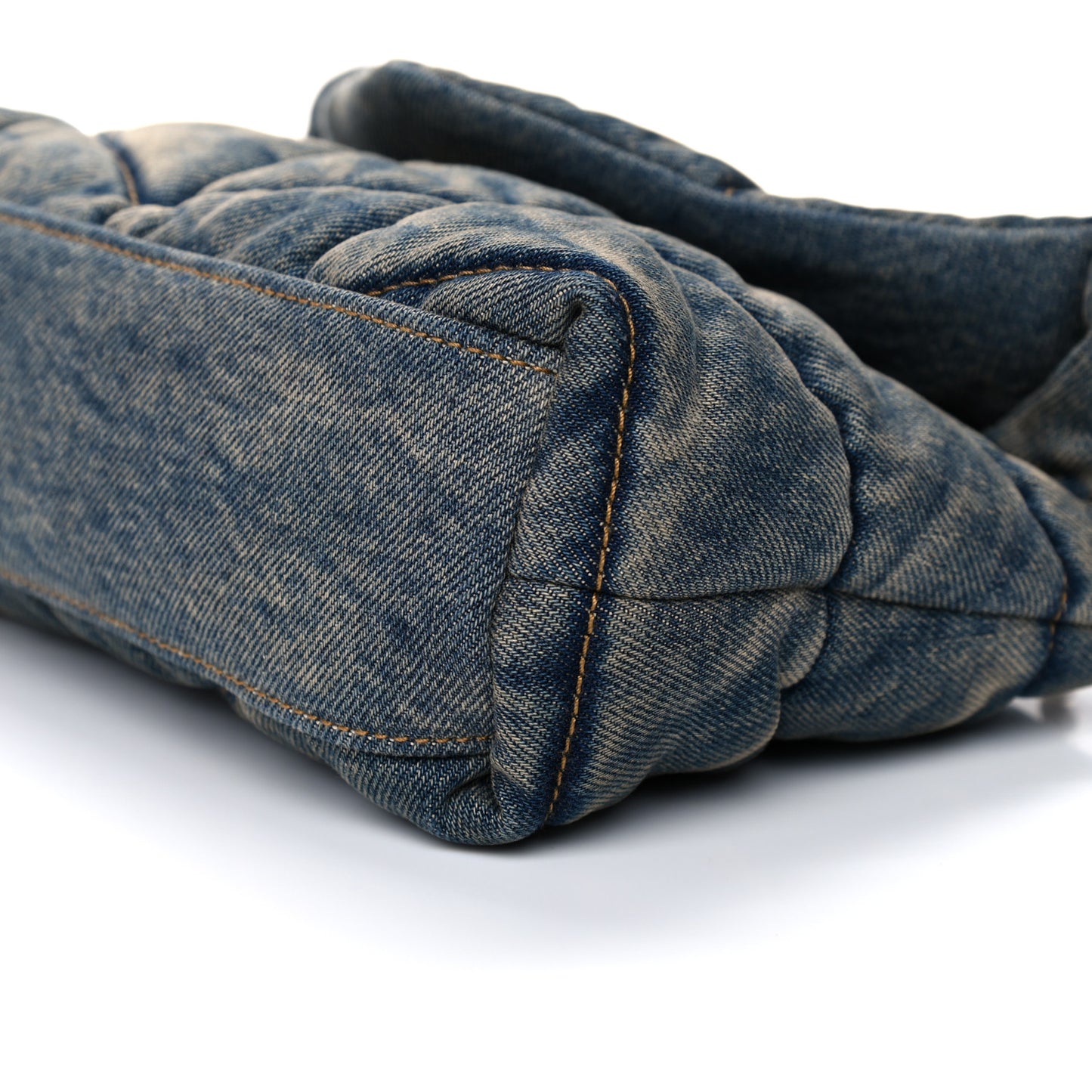 Denim Quilted Toy Loulou Puffer Monogram Chain Satchel Blue Cinnamon