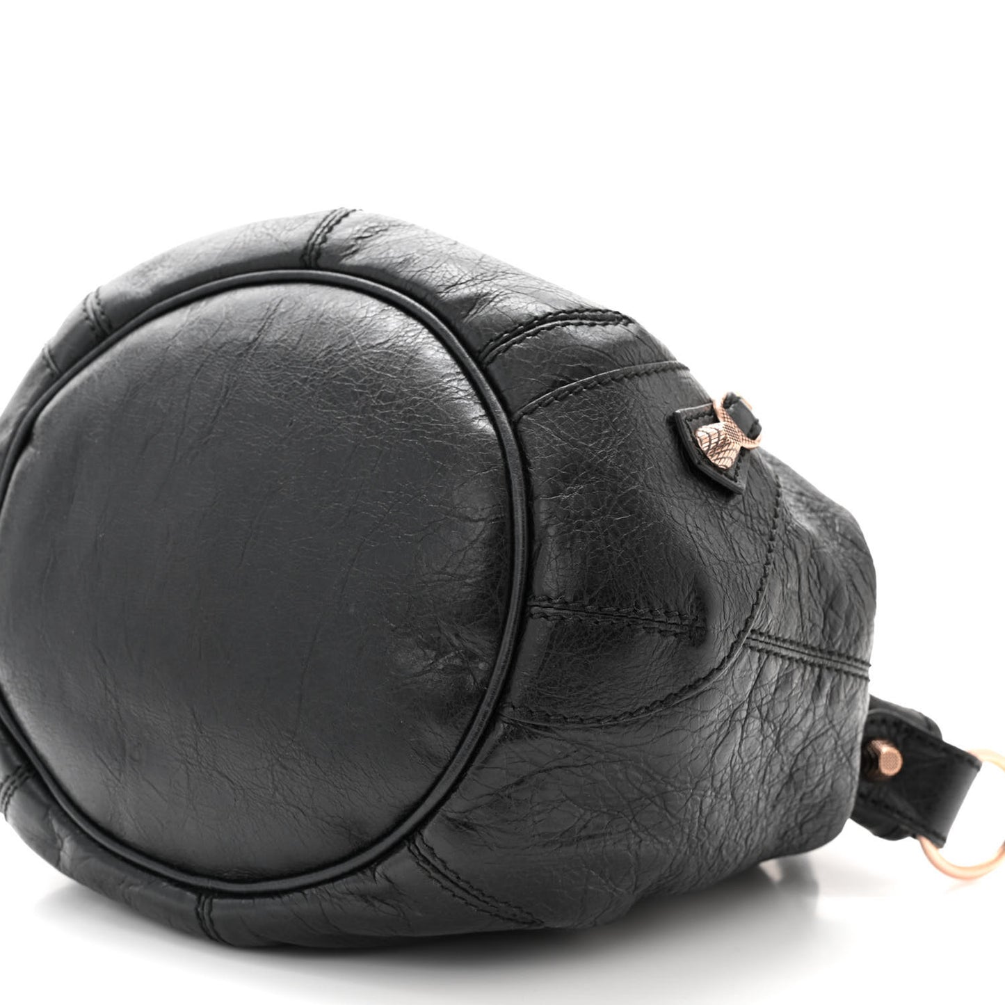 Agneau Giant 12 Rose Gold Hardware Mini Pompon Black