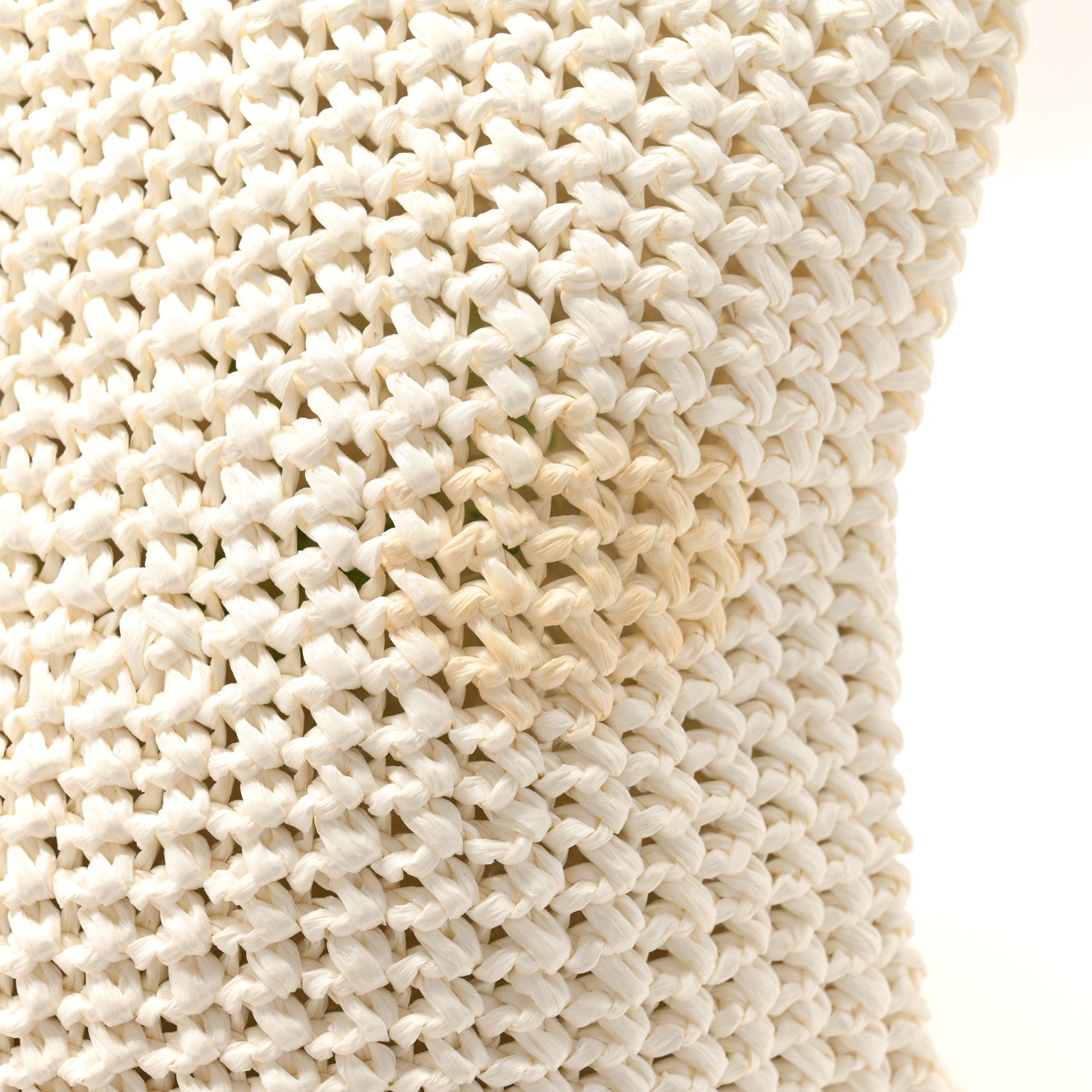 Prada Yarn Raffia Effect Crochet Embroidered Large Logo Tote White 11 of 11