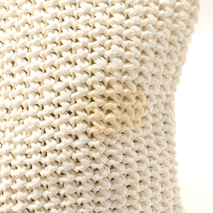 Prada Yarn Raffia Effect Crochet Embroidered Large Logo Tote White 11 of 11