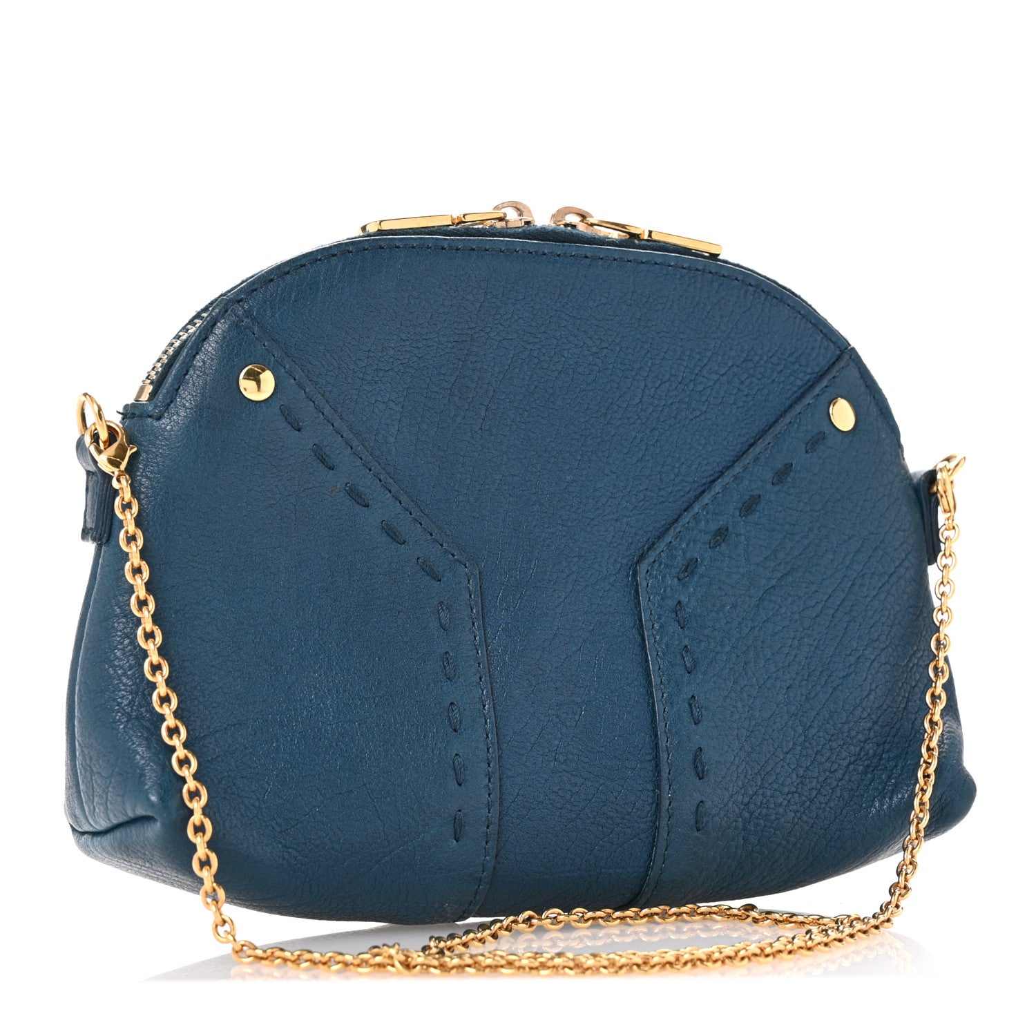 Saint Laurent Calfskin Chain Muse Pouch Turquoise 3 of 11