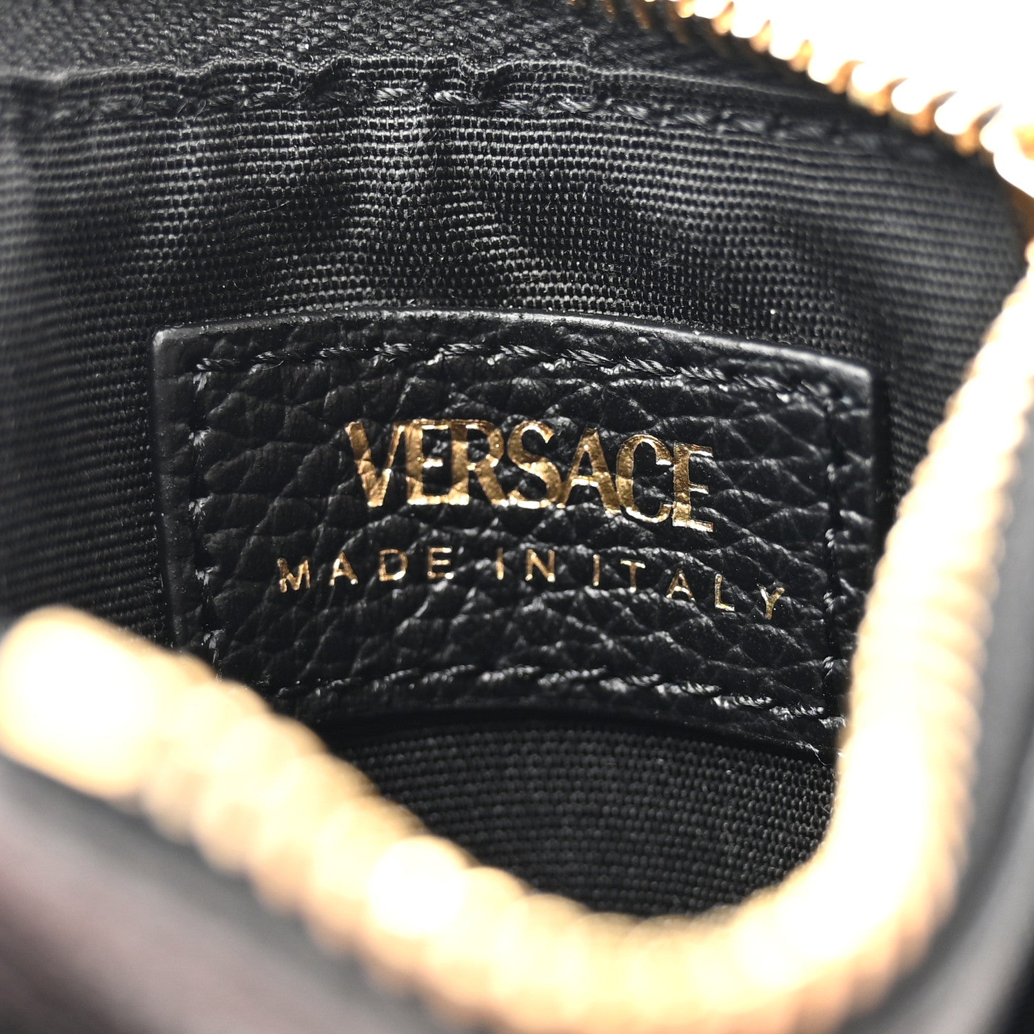 Versace Grained Calfskin Virtus Zip Card Case Black 6 of 7