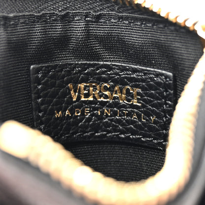 Versace Grained Calfskin Virtus Zip Card Case Black 6 of 7