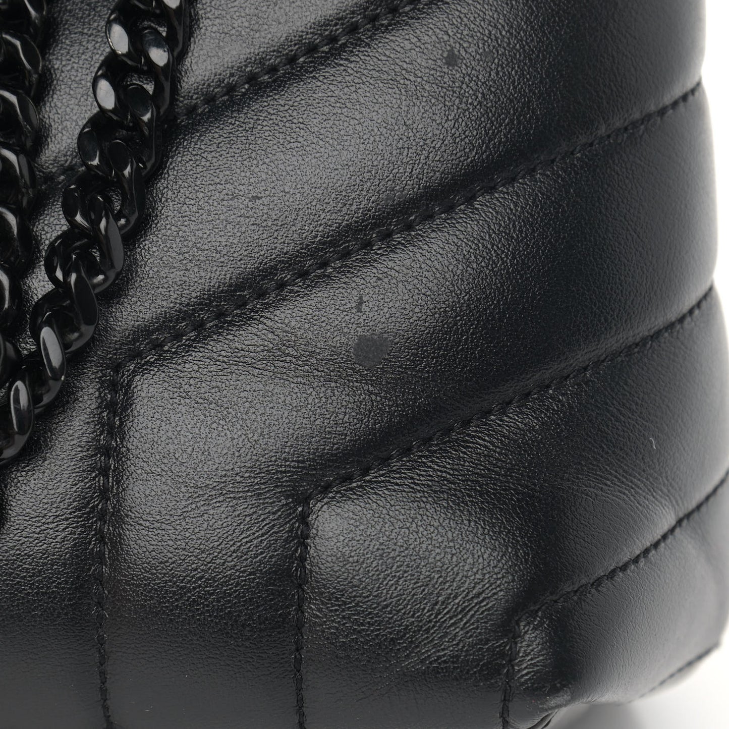 Calfskin Y Quilted Monogram Medium Loulou Chain Satchel Black