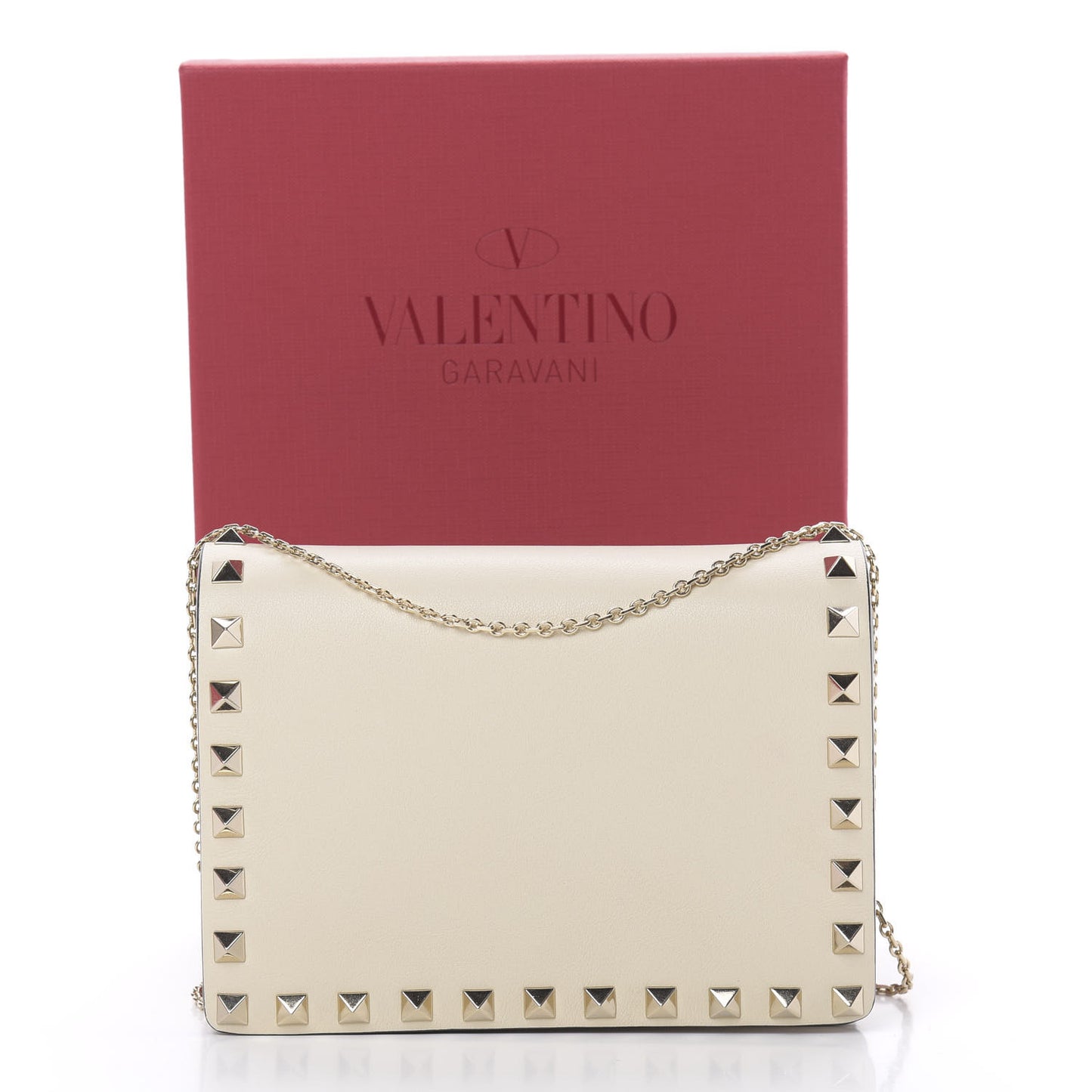 Vitello Rockstud Wallet on Chain Ivory