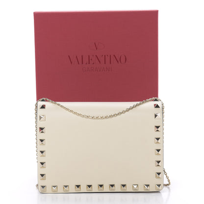 Valentino Garavani Vitello Rockstud Wallet on Chain Ivory 10 of 10
