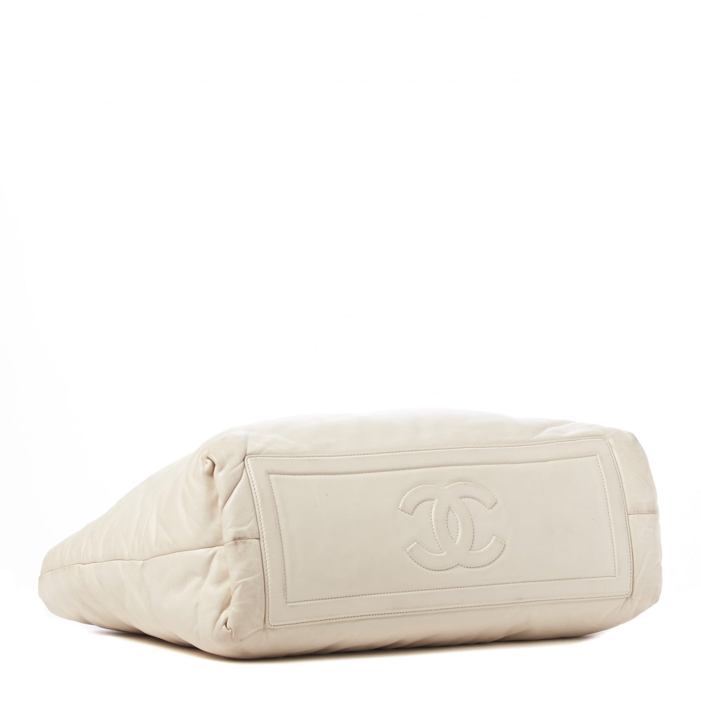 Lambskin Quilted Large Coco Cocoon Tote White Burgundy