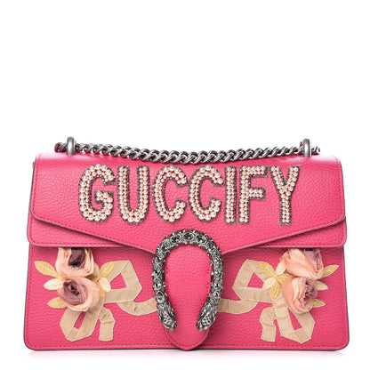 Gucci Pebbled Calfskin Embellished Guccify Small Dionysus Shoulder Bag Rosa 1 of 11
