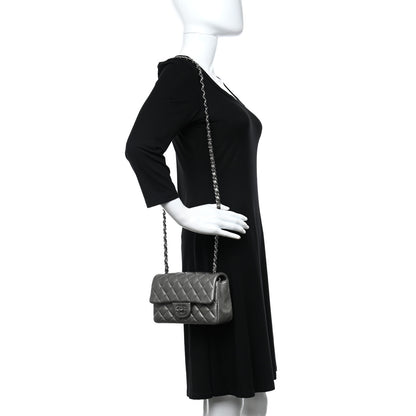 Chanel Metallic Calfskin Quilted Mini Rectangular Flap Ruthenium 2 of 12