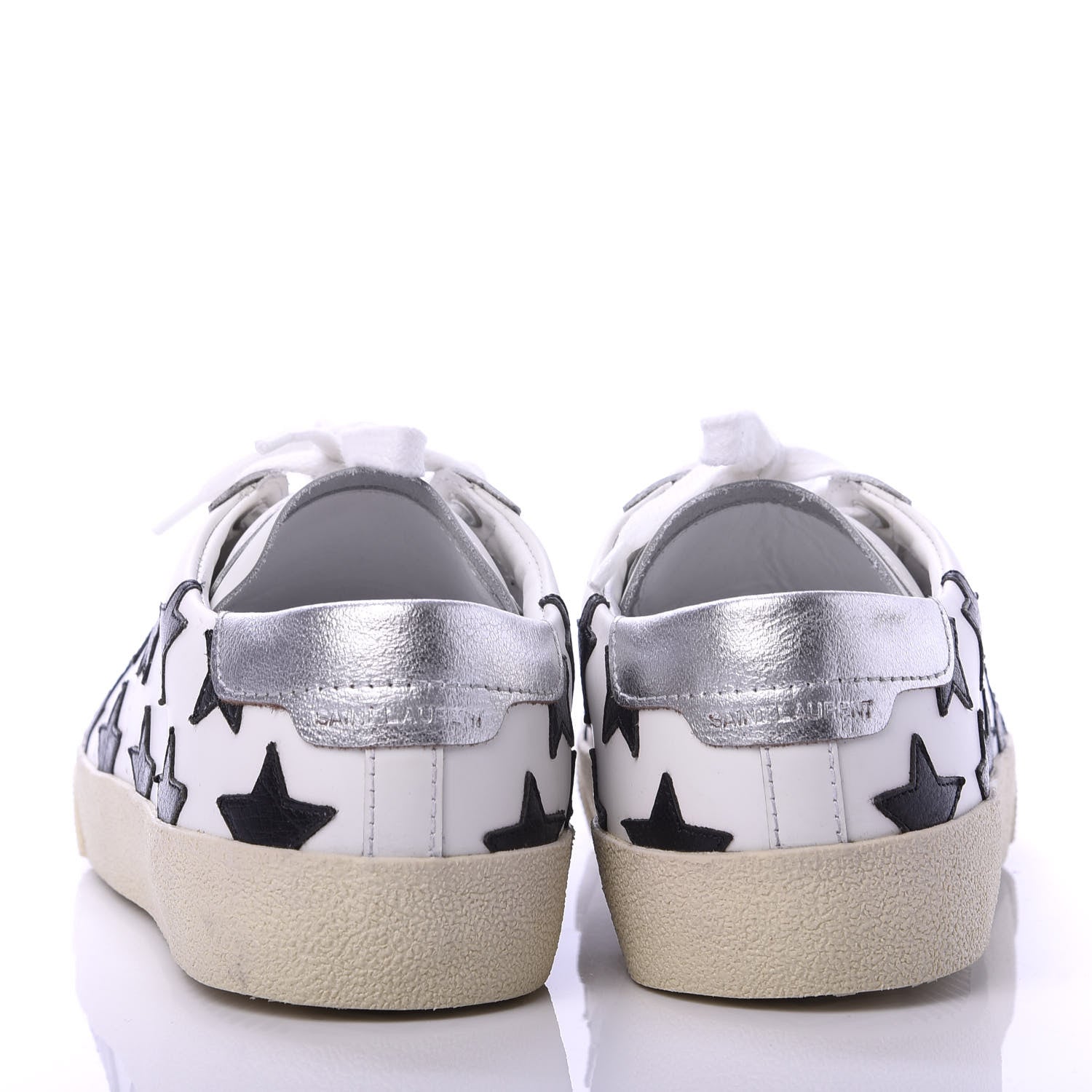 Saint Laurent Calfskin Star Court Sneakers 39 White Black 6 of 10