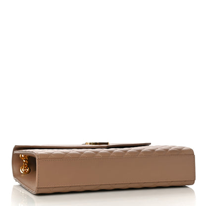 Saint Laurent Grain De Poudre Mixed Matelasse Large Triquilt Monogram Satchel Dark Beige 4 of 10
