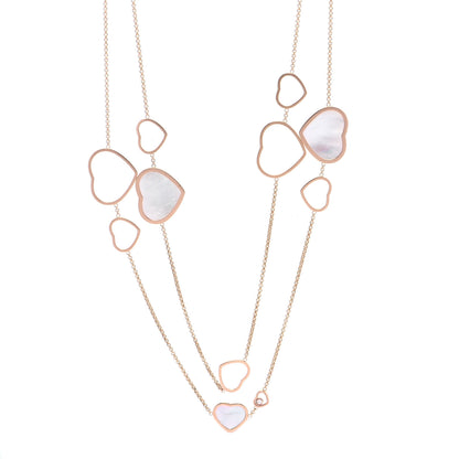 Chopard 18K Rose Gold Diamond Mother of Pearl Happy Hearts Sautoir Necklace 1 of 4