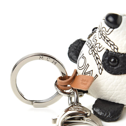 MCM Visetos Panda Animal Key Ring Bag Charm Black White 3 of 4