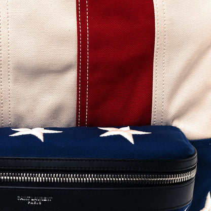 Saint Laurent Canvas American Flag Backpack Red White Blue 7 of 9