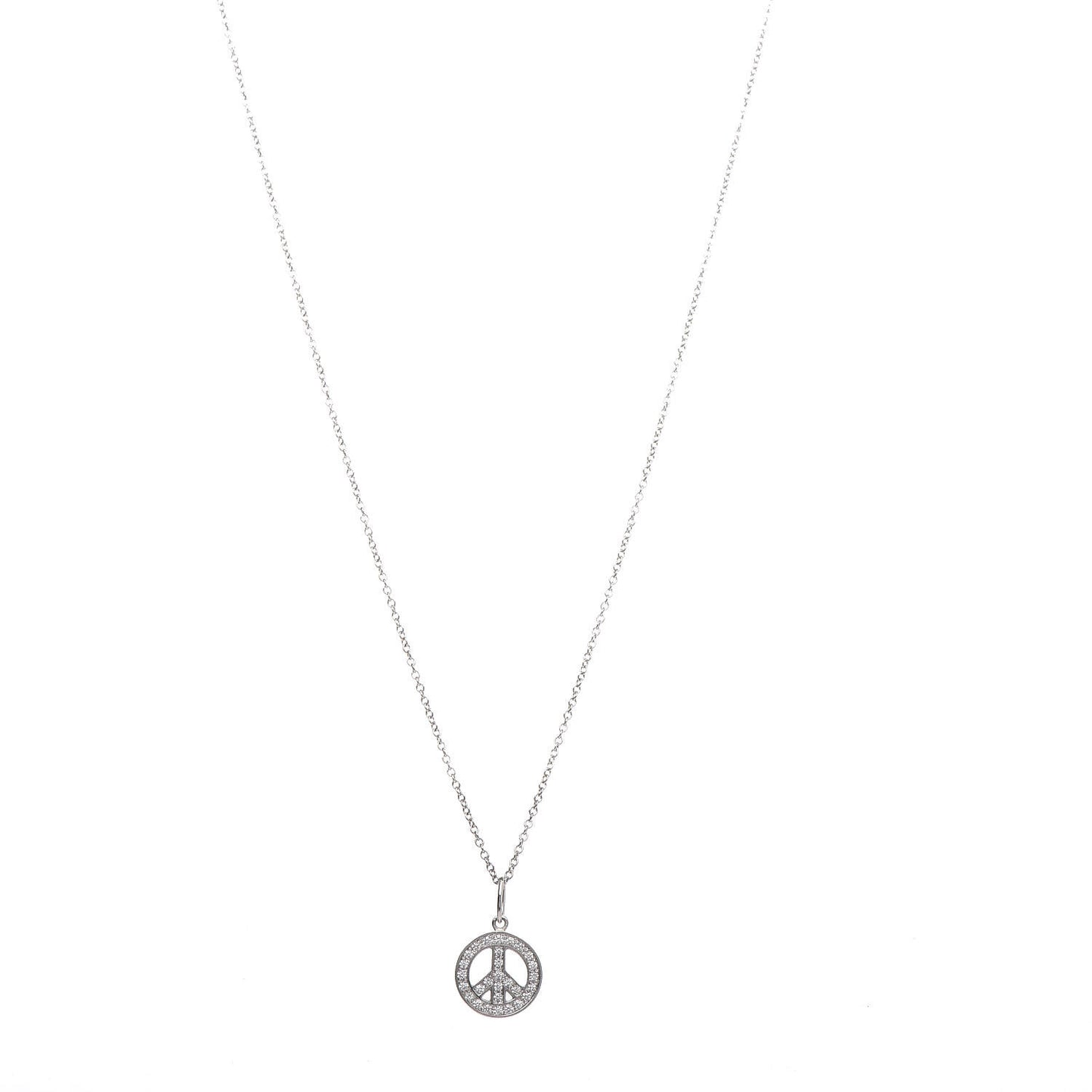 Platinum Diamond Mini Peace Pendant Necklace