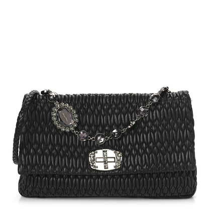 Miu Miu Nappa Matelasse Crystal Flap Clutch Black 1 of 12