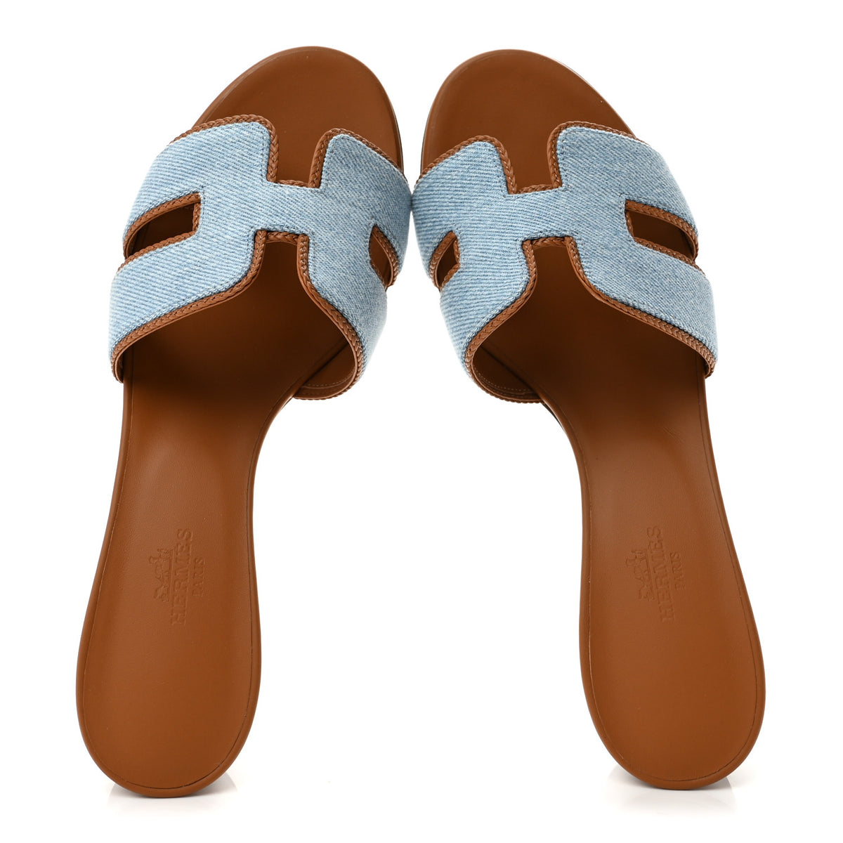 Hermes Denim Braided Nappa Oasis Sandals 38 Bleu Clair Naturel 2 of 10