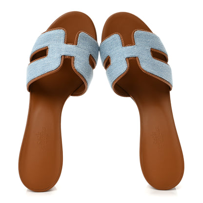 Hermes Denim Braided Nappa Oasis Sandals 38 Bleu Clair Naturel 2 of 10