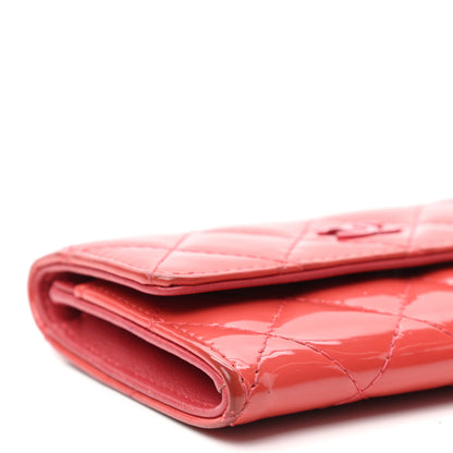 Chanel Patent Quilted Card Holder Wallet Coral 9 of 10
