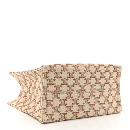 Celine Canvas Calfskin Triomphe Print Small Cabas Thais White 4 of 9