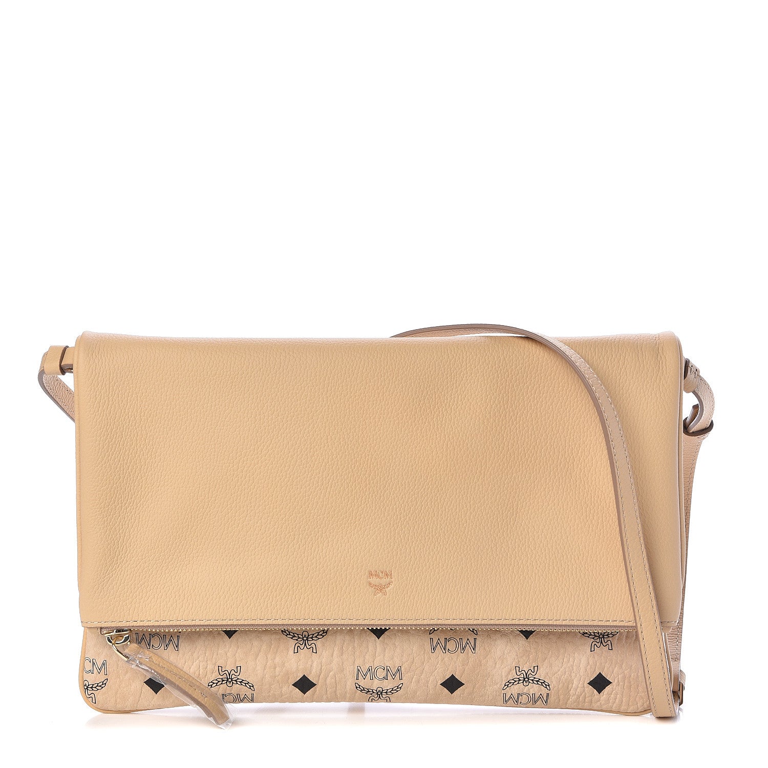 MCM Visetos Corina Foldover Crossbody Bag Latte Beige 1 of 10