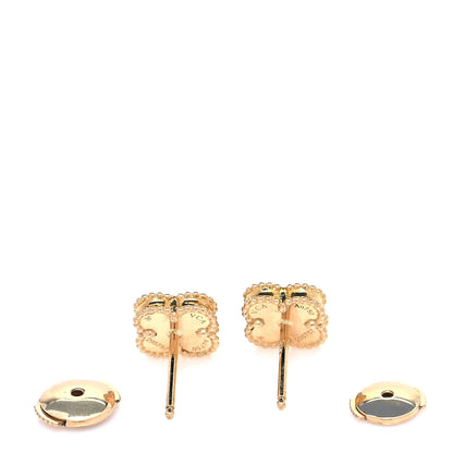 Van Cleef & Arpels 18K Yellow Gold Turquoise Sweet Alhambra Earrings 4 of 6