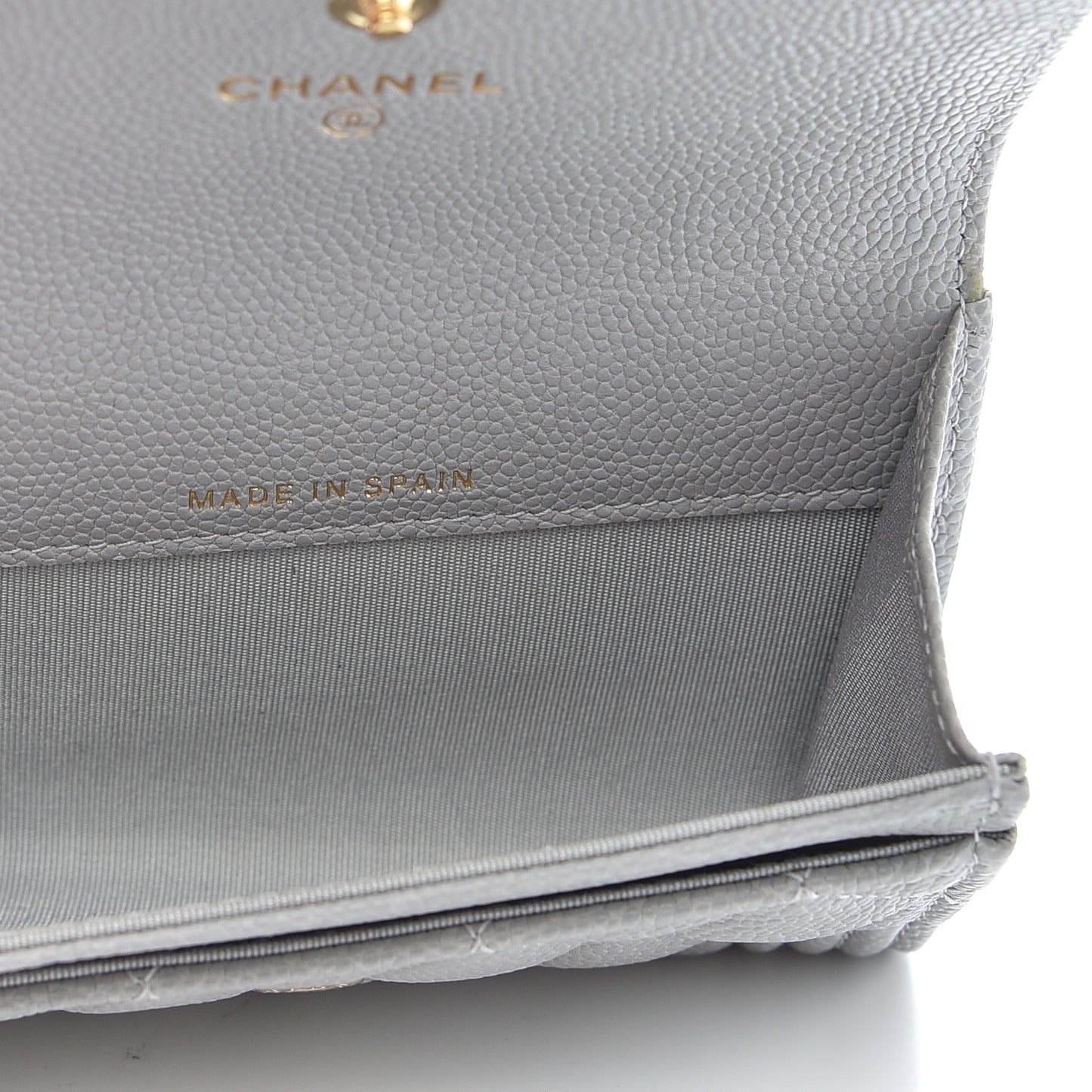 Caviar Quilted Boy Flap Card Holder Grey