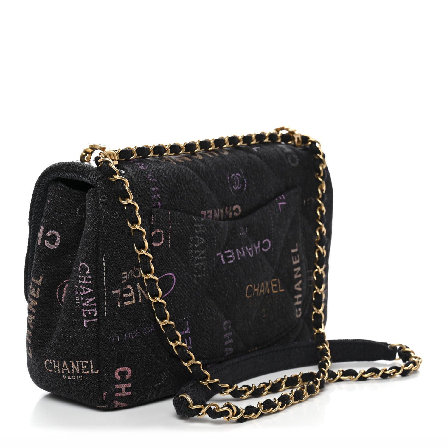 Chanel Denim Quilted Denim Mood Large Flap Black Multicolor 3 of 11