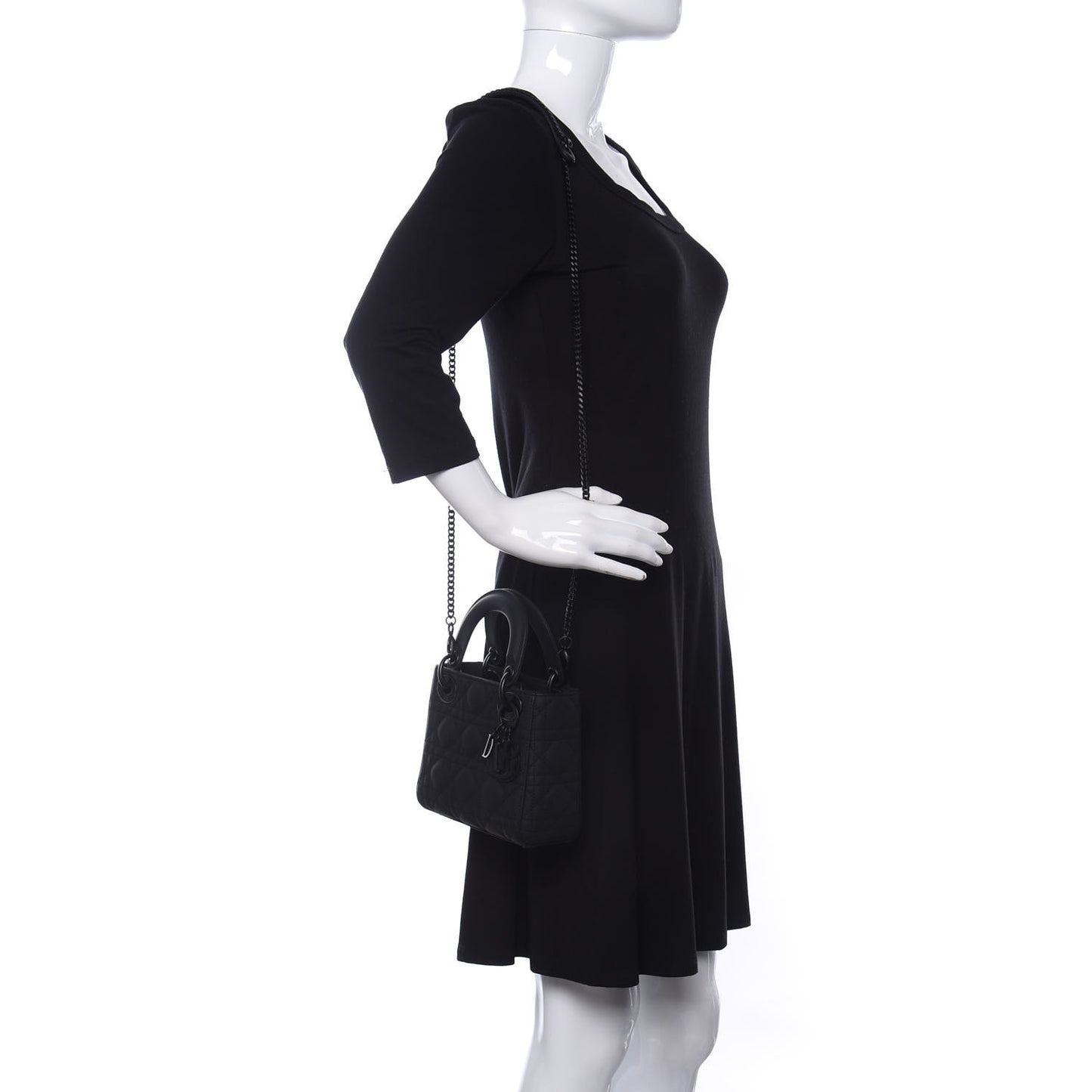 Ultra Matte Calfskin Cannage Mini Lady Dior Black