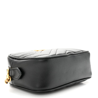 Gucci Calfskin Matelasse Mini GG Marmont Chain Shoulder Bag Black 4 of 11