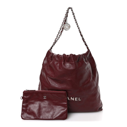 Chanel Shiny Calfskin Quilted Chanel 22 Burgundy 3 of 12