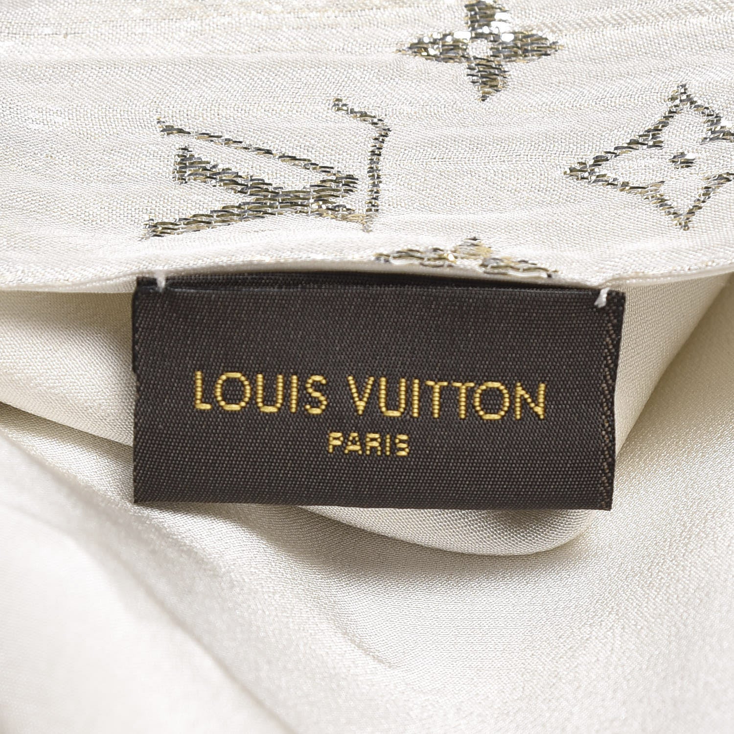 Louis Vuitton Silk Monogram So Glitter Stole White 3 of 4