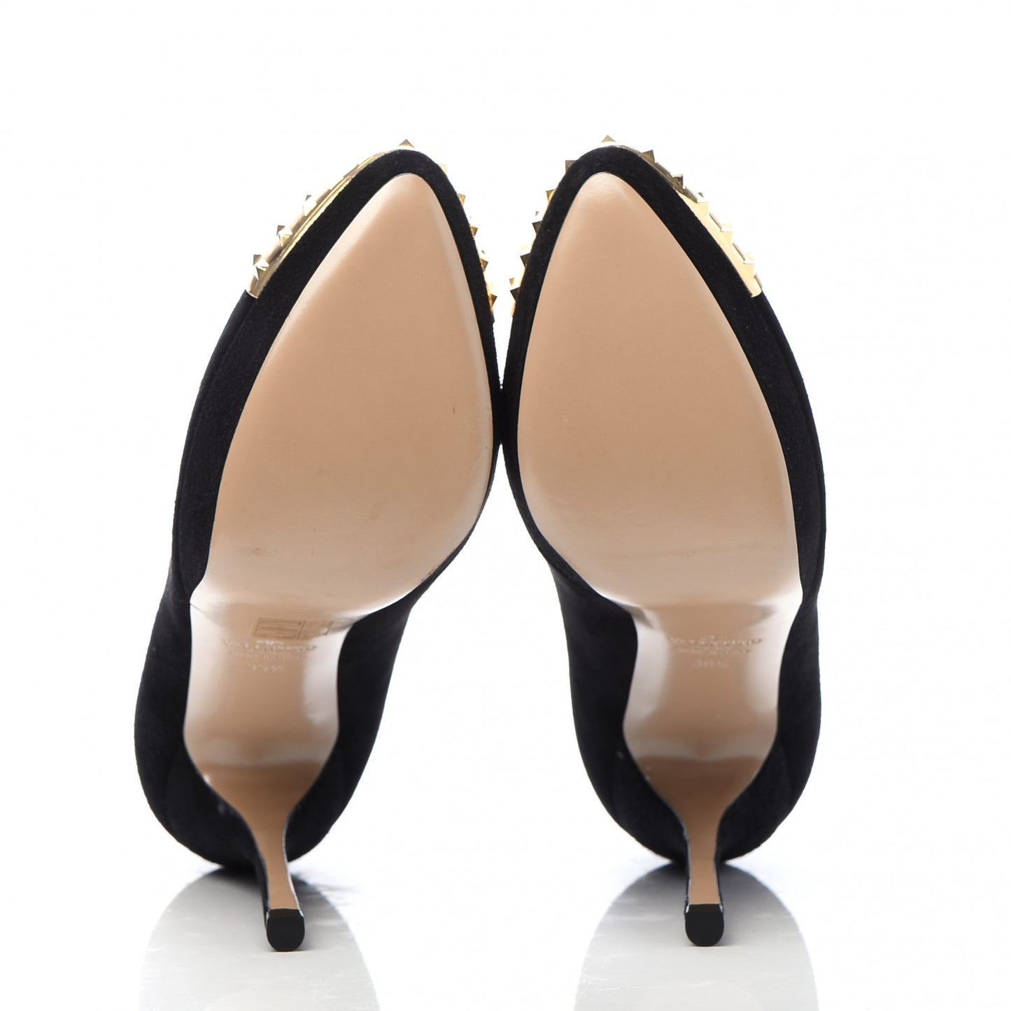 Suede Rockstud Cap Toe Platform Pumps 39.5 Black Gold