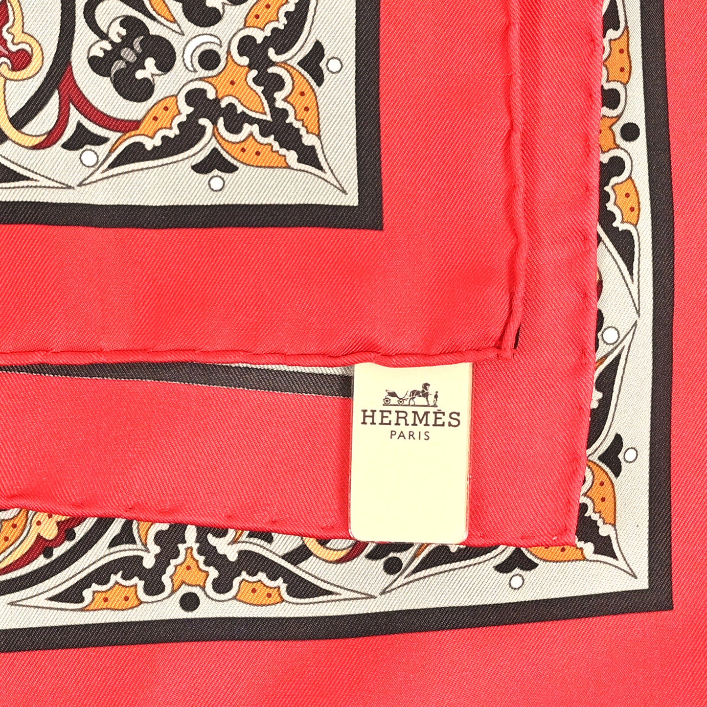 Silk Ciels Byzantins Scarf 90 Rouge Turquoise Beige