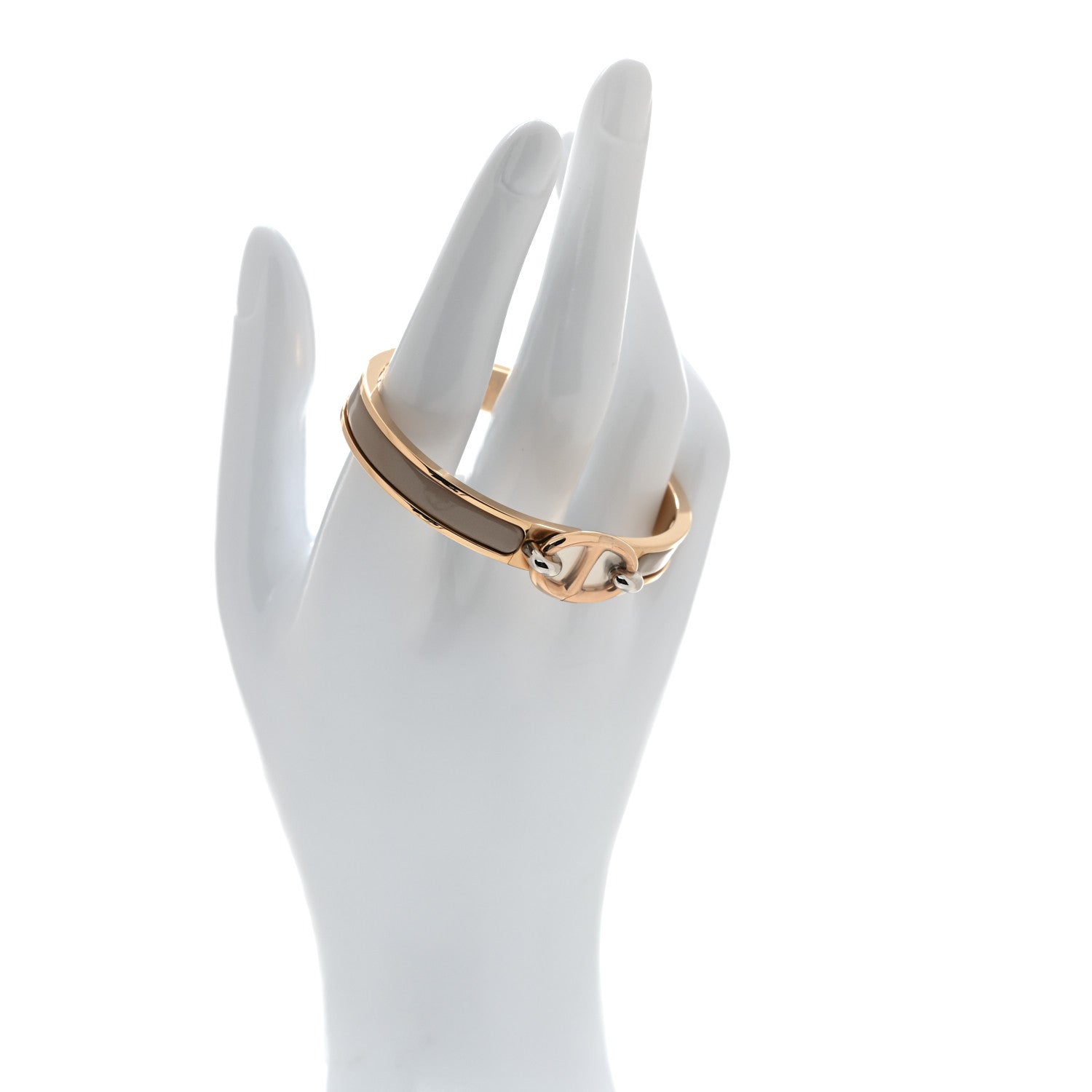 Hermes Enamel Mini Clic Chaine d'Ancre Bracelet GM Marron Glace 2 of 5