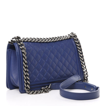 Chanel Calfskin Quilted Medium Boy Flap Blue 3 of 12
