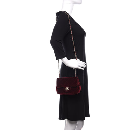Chanel Velvet Quilted Mini Pearl Crush Flap Burgundy 2 of 11