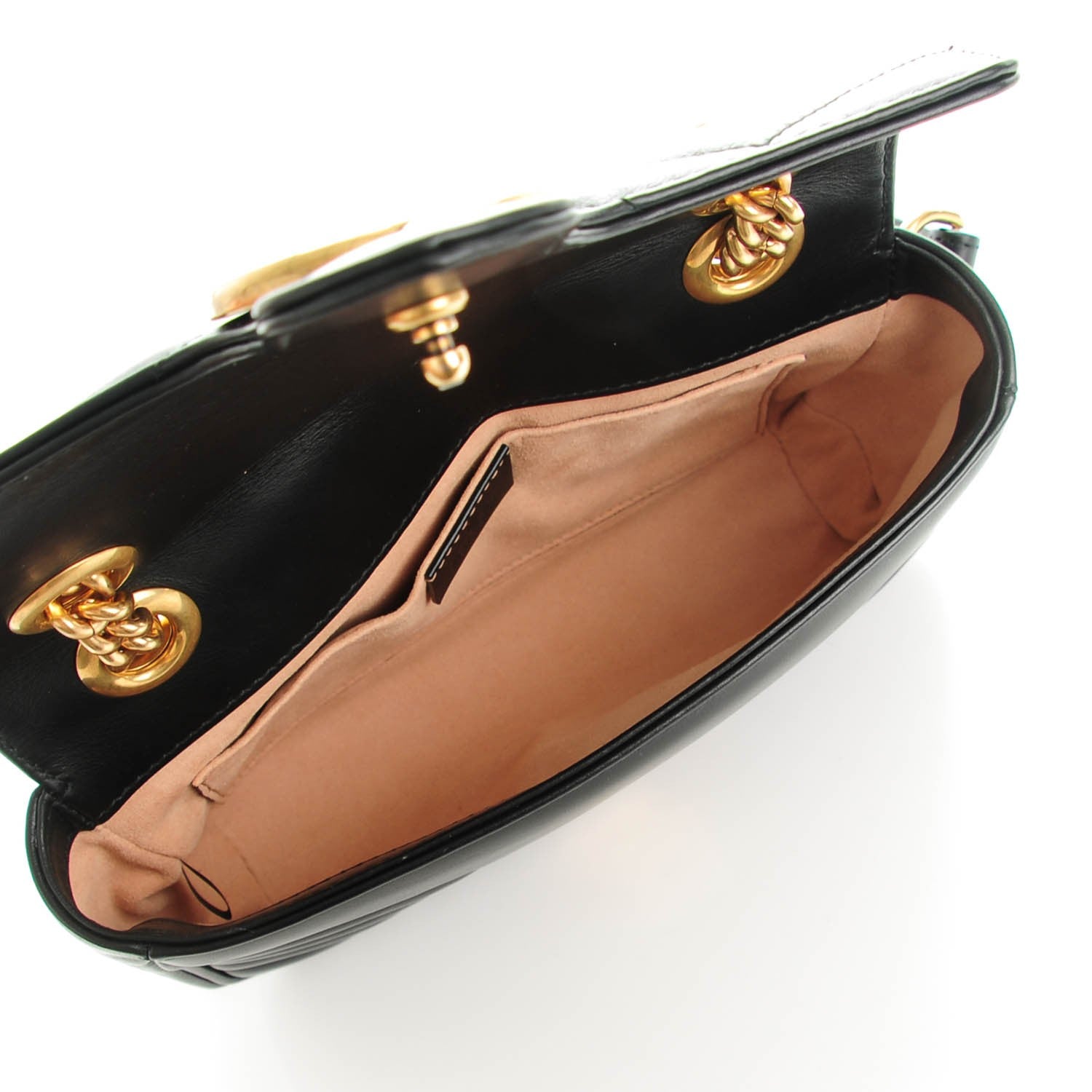 Gucci Calfskin Matelasse Mini GG Marmont Shoulder Bag Black 5 of 7