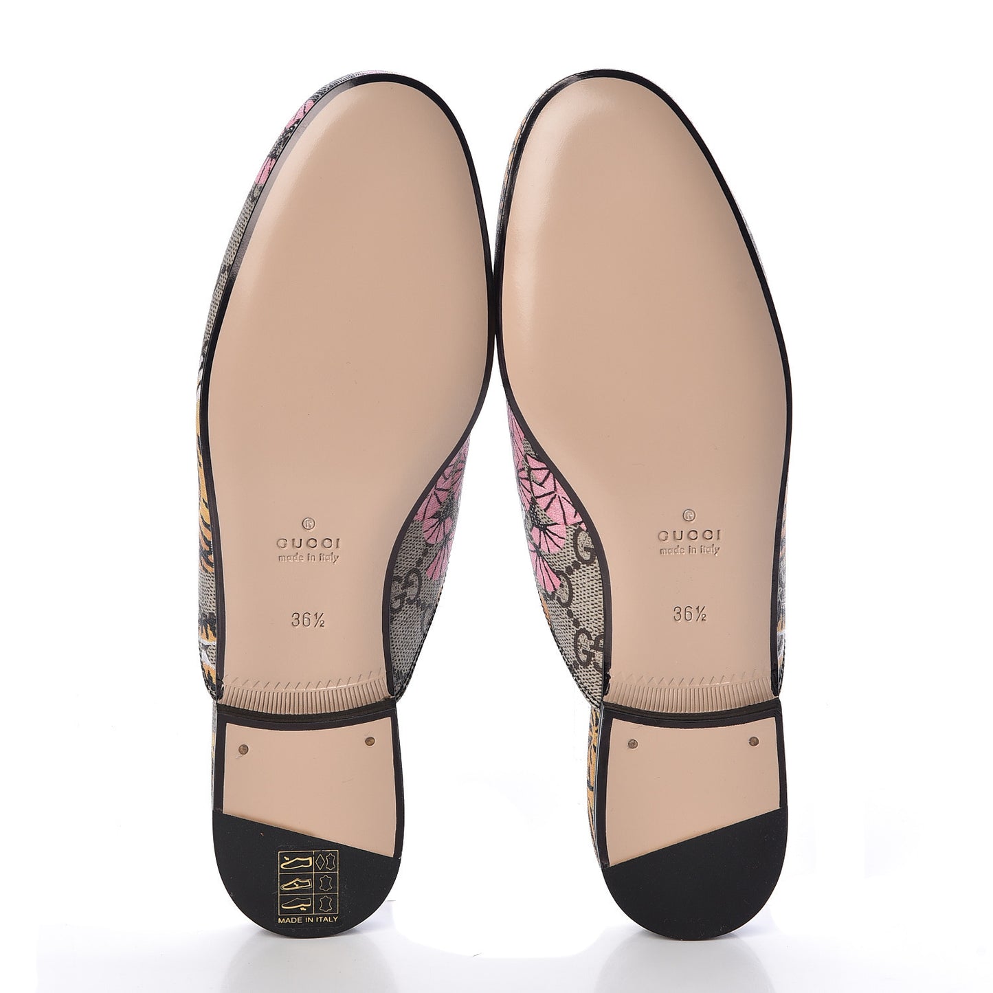 GG Supreme Monogram Bengal Womens Princetown Slippers 36.5 Beige Crop Pink